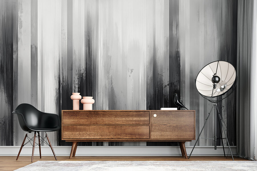 Wall murals A black and white painting - Image 2