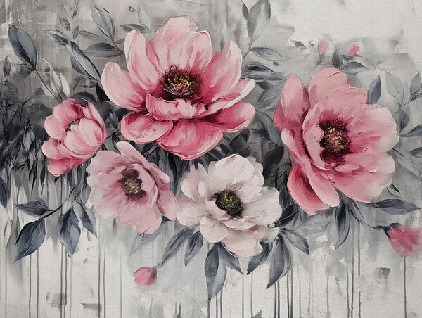 A painting of pink flowers A painting of pink flowers