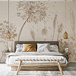 Wall mural Drawing of dandelions and wheat