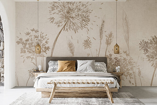 Drawing of dandelions and wheat Drawing of dandelions and wheat
