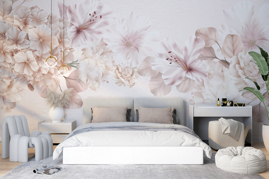 Wall murals Group of flowers on a white background - Image 4
