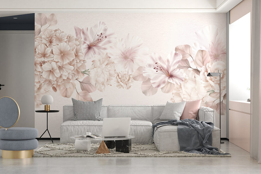 Wall murals Group of flowers on a white background - Image 5