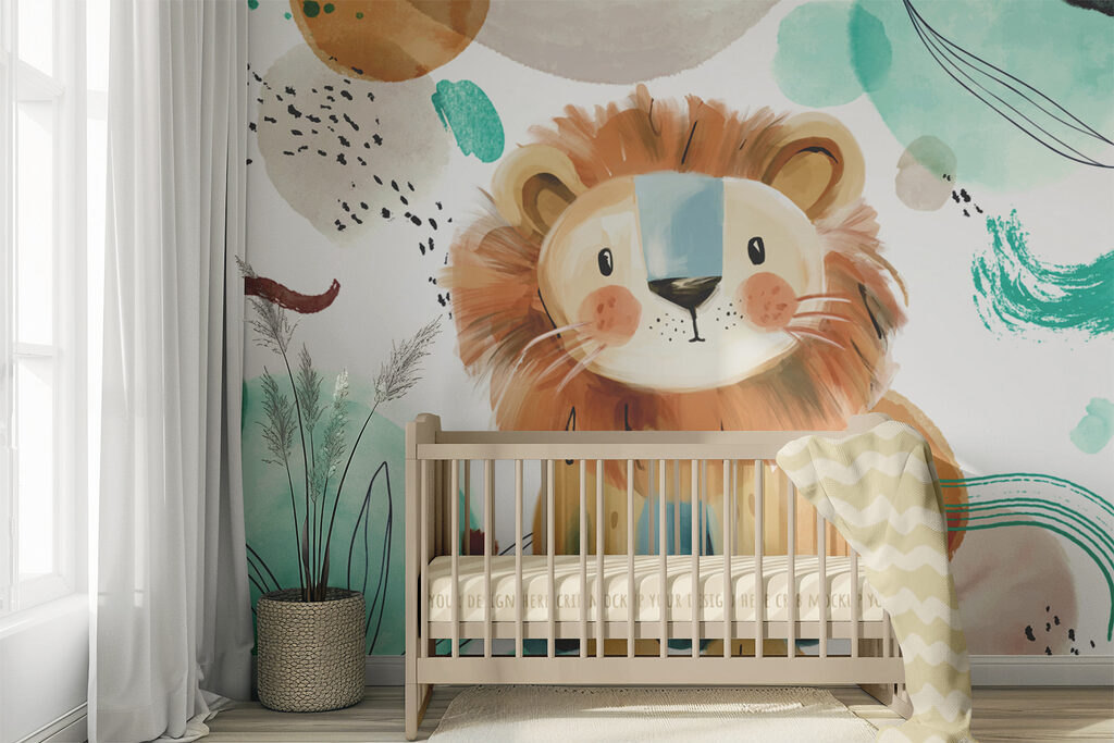 Cartoon lion with blue and white spots Cartoon lion with blue and white spots