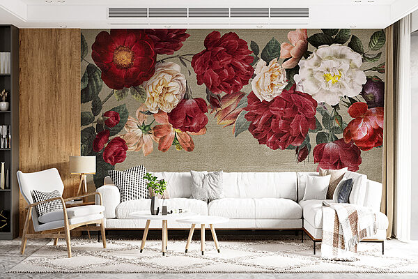 Group of flowers on a grey background Group of flowers on a grey background