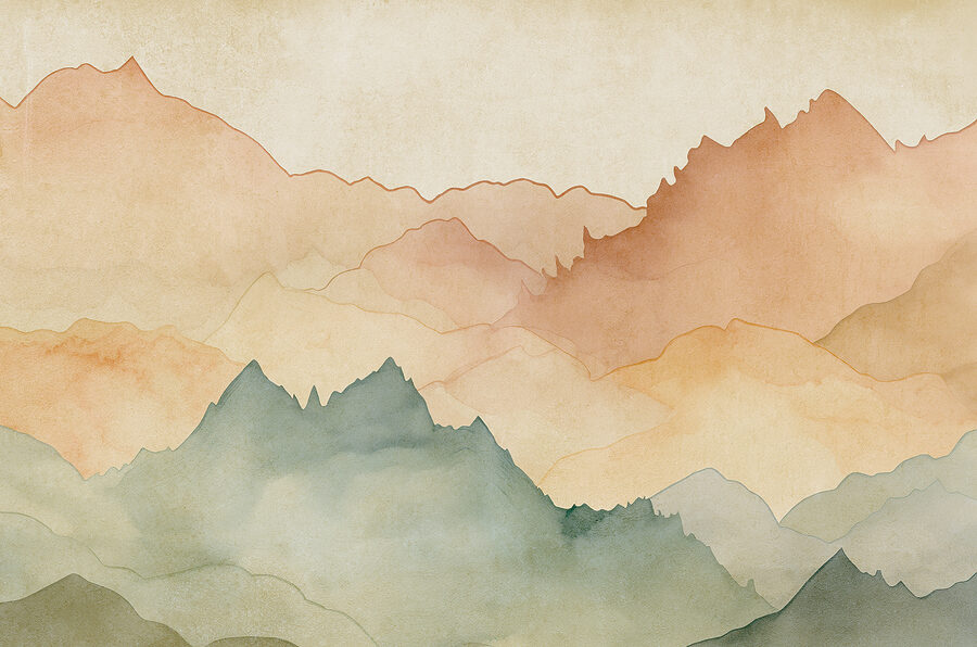 Wall murals Watercolor painting of mountains - Image 3