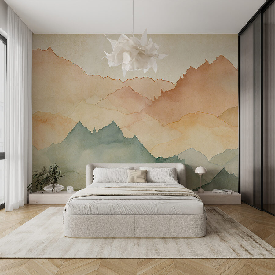 Wall murals Watercolor painting of mountains - Image 2