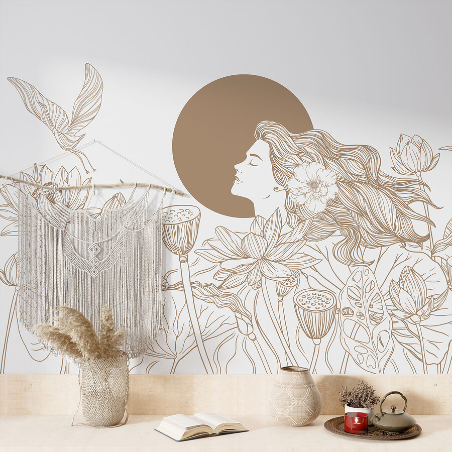 Wall murals Woman with long hair and flowers - Image 2