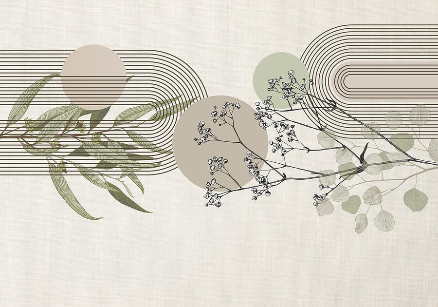 Botanical design with abstract elements.