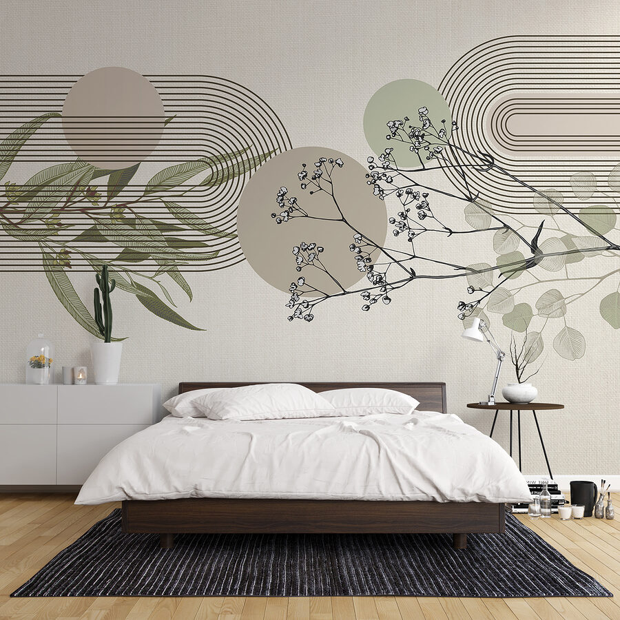 Botanical design with abstract elements.