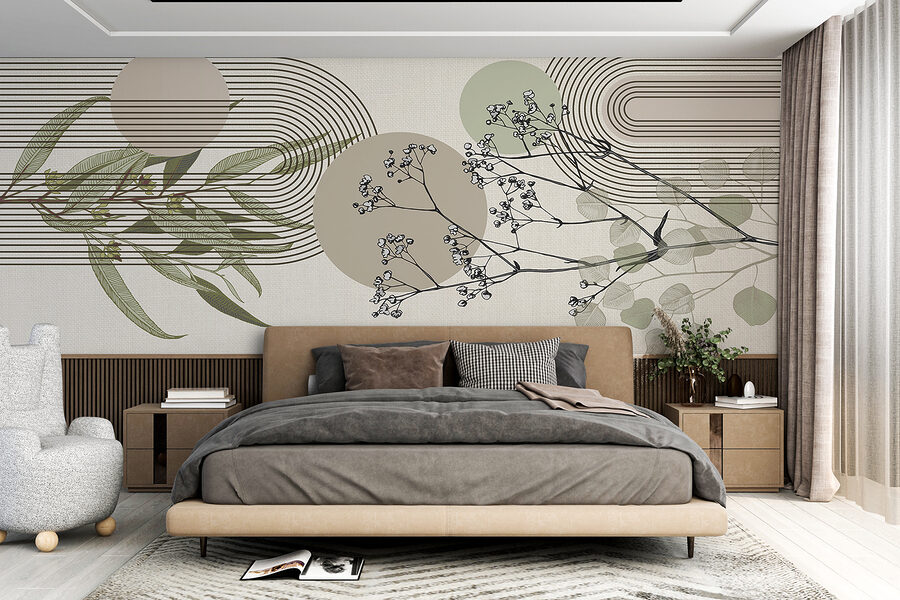 Botanical design with abstract elements.
