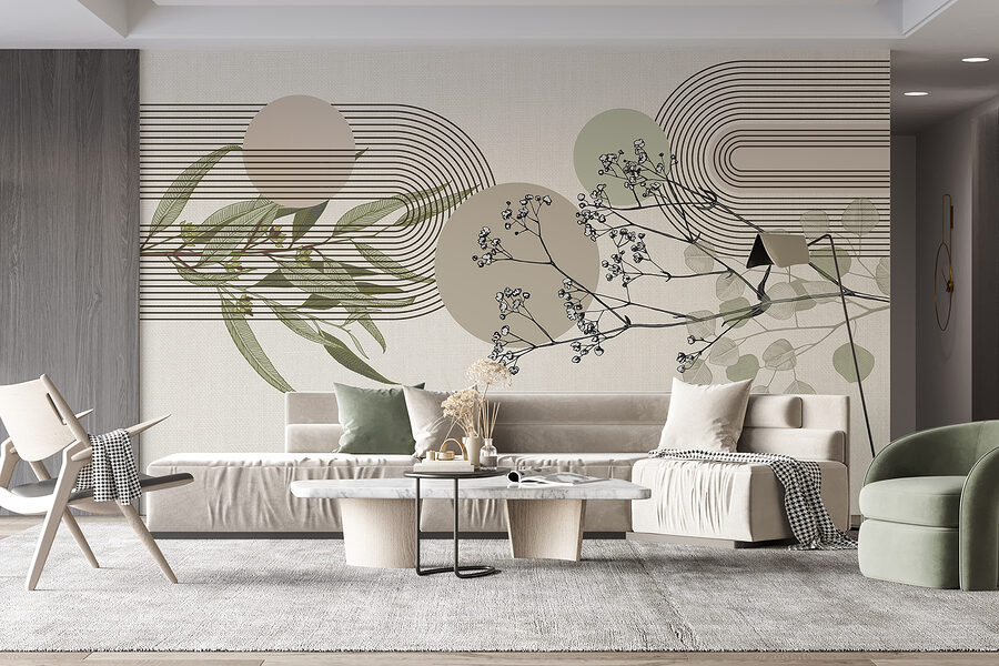 Botanical design with abstract elements.
