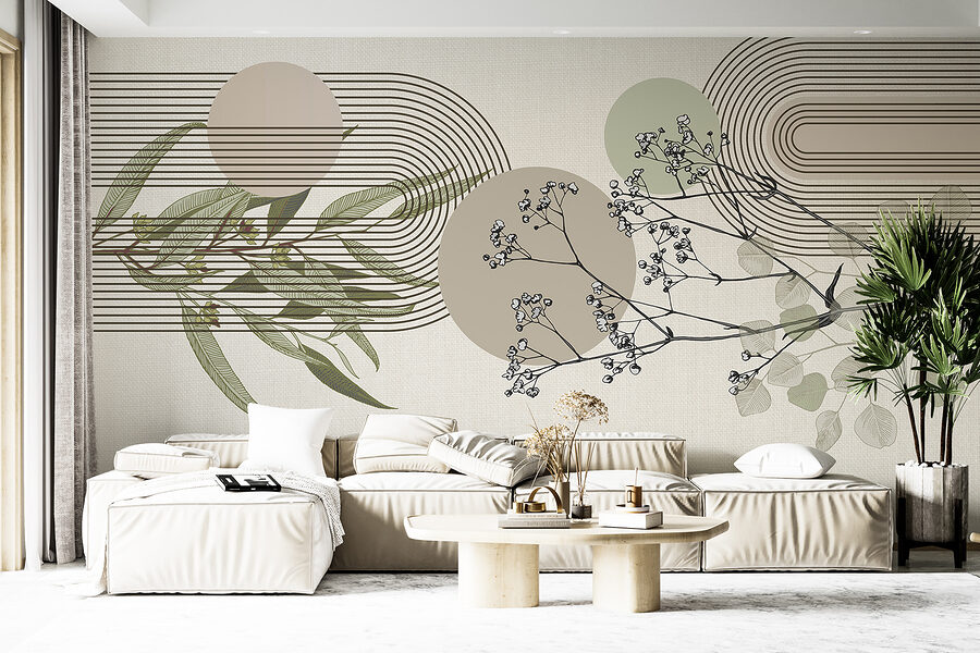 Botanical design with abstract elements.