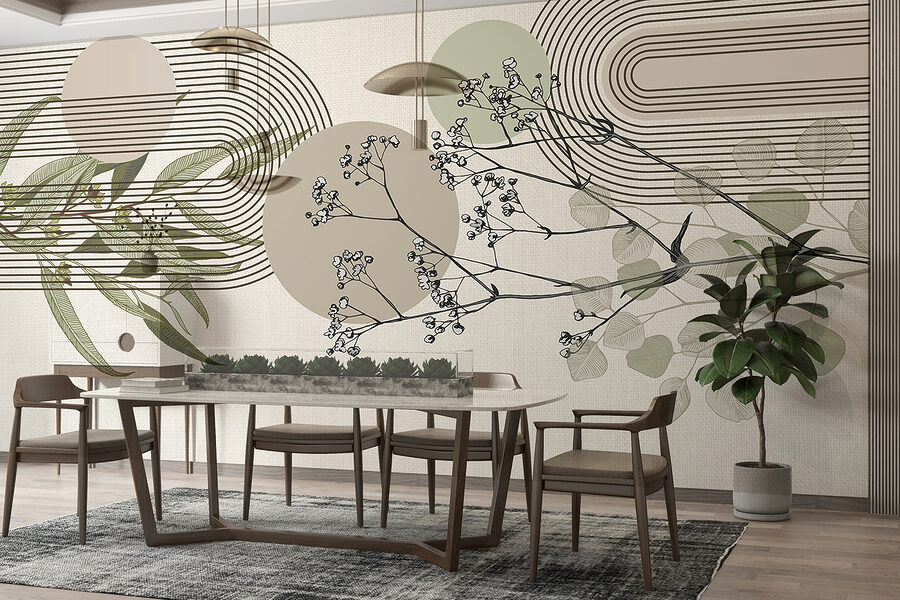 Botanical design with abstract elements.