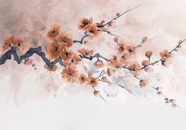 Painting of a branch with flowers Painting of a branch with flowers