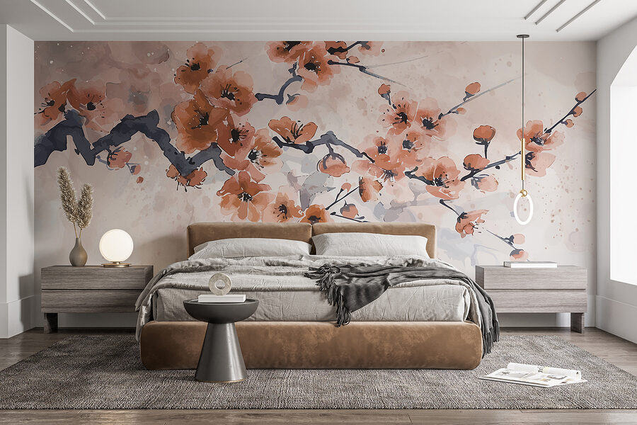 Painting of a branch with flowers
