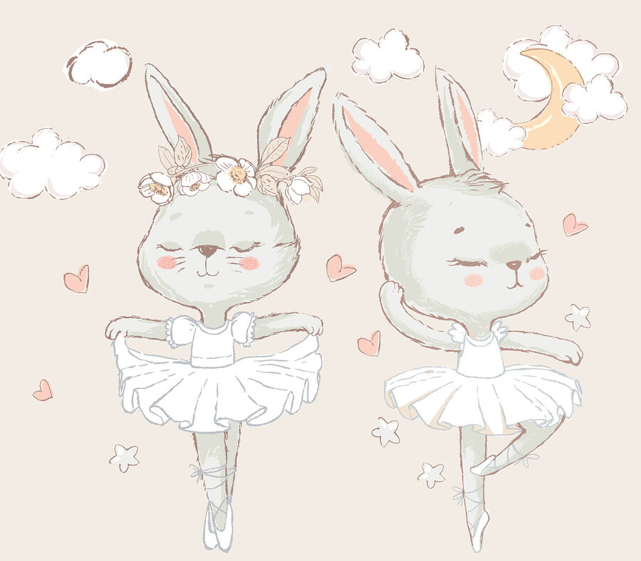 Wall murals Couple of bunnies in ballet tutu - Image 4
