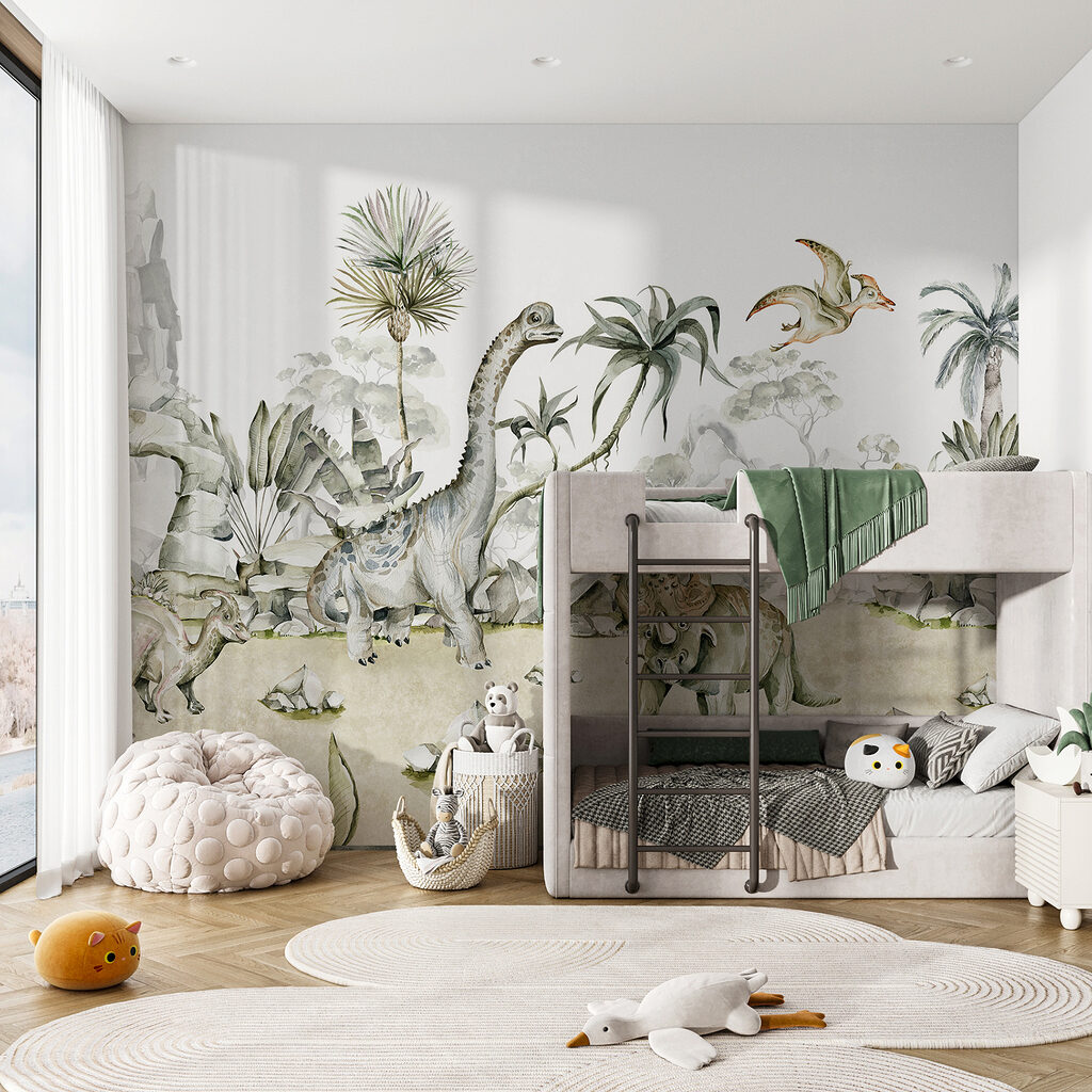 Watercolor of dinosaurs and plants Watercolor of dinosaurs and plants