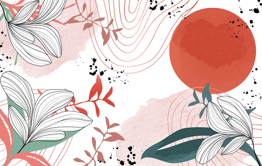 White and red floral design