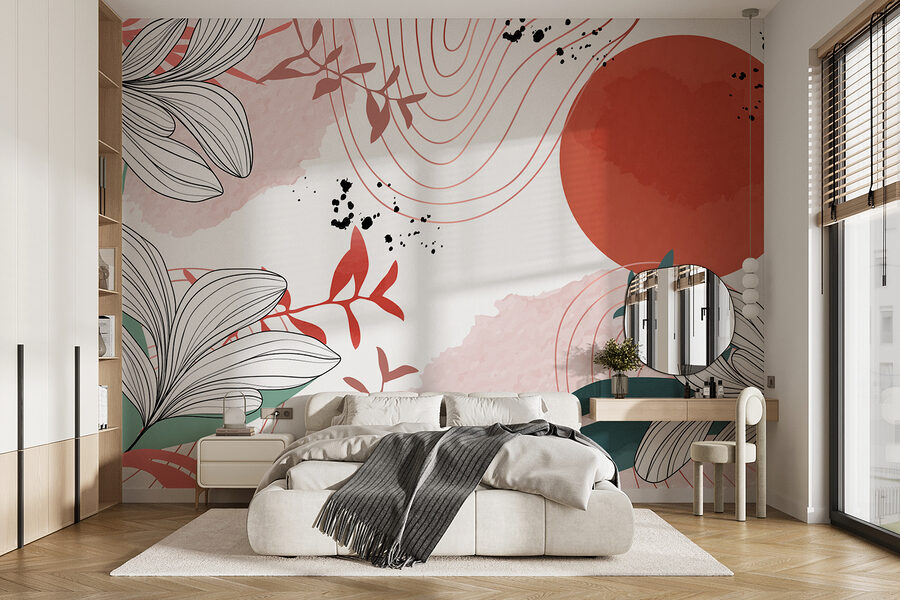 White and red floral design