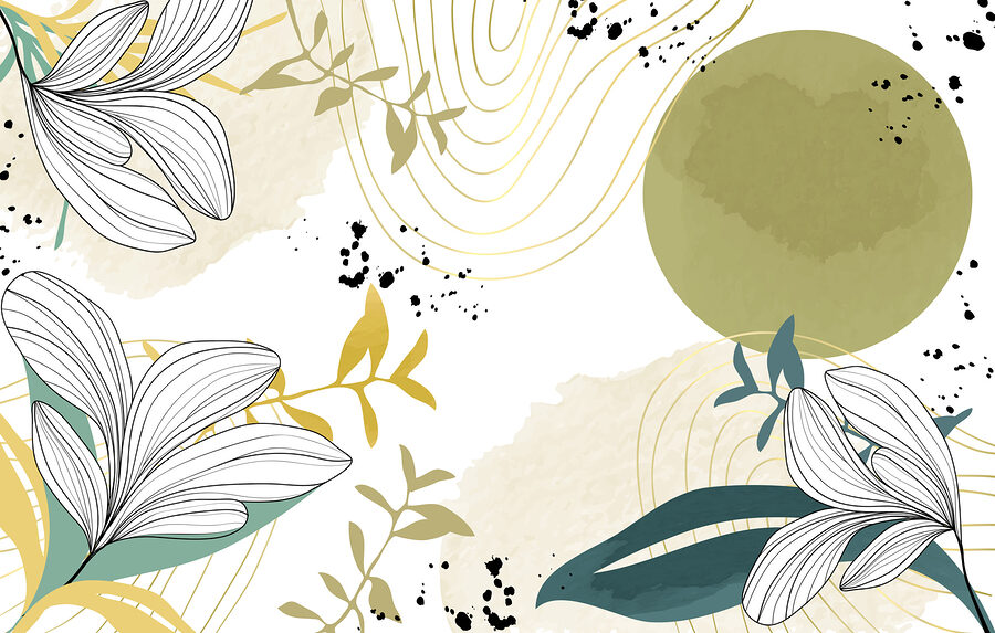 White and green floral design