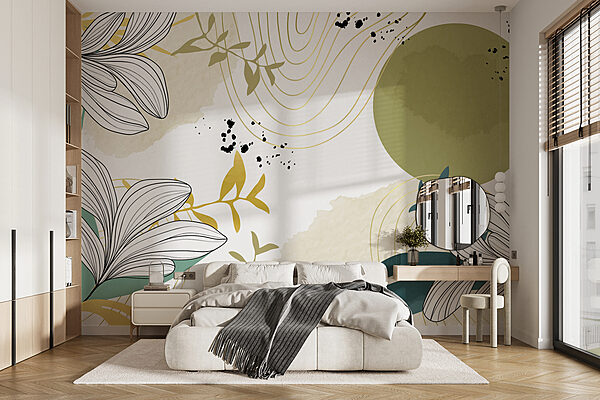 White and green floral design White and green floral design