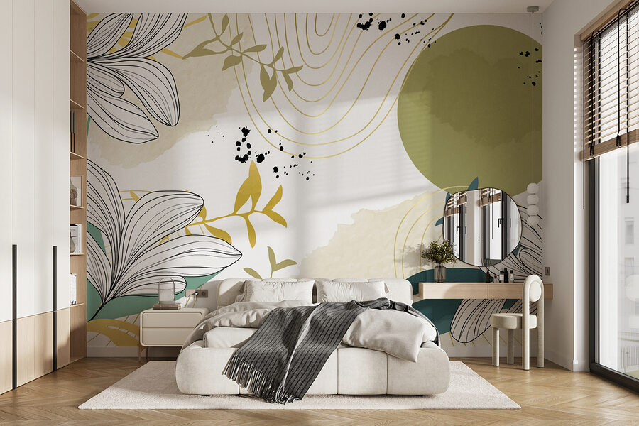 White and green floral design