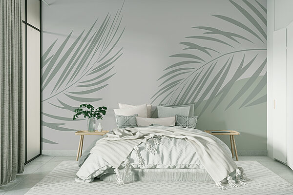 Palm leaves on a grey background Palm leaves on a grey background