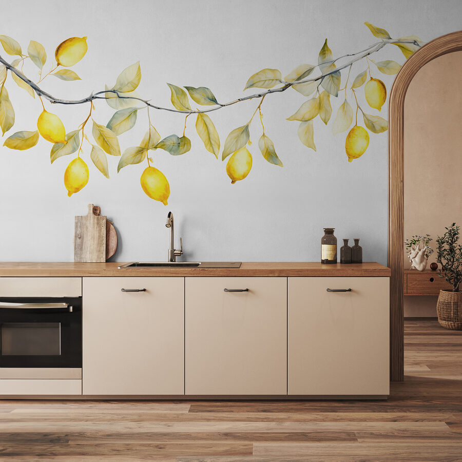 Wall murals Branch with yellow leaves and lemons - Image 2