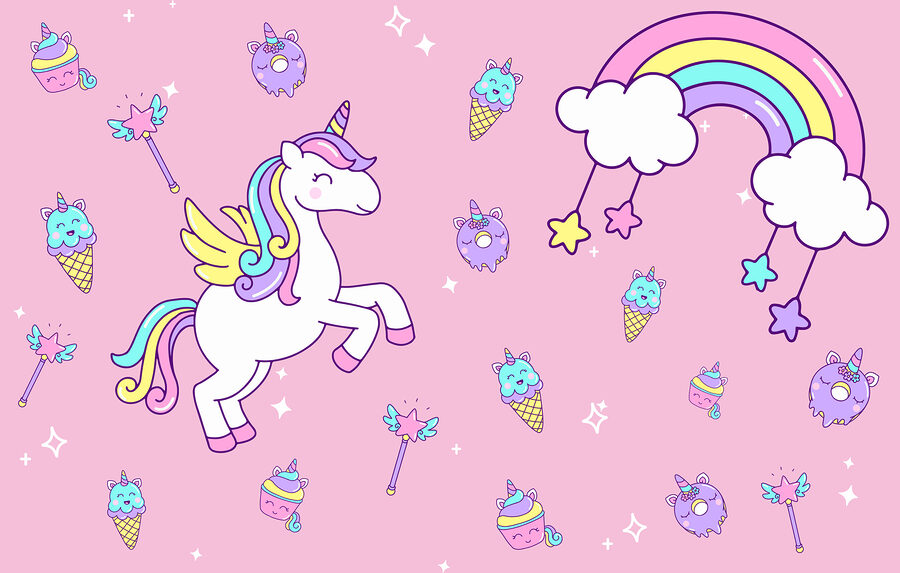 Wall murals Unicorn and ice cream and ice cream - Image 3