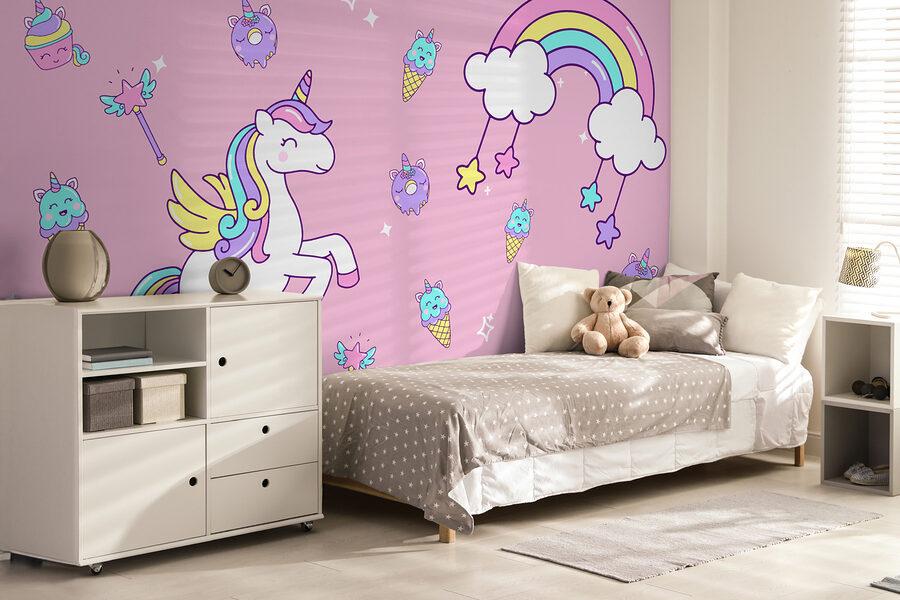Wall murals Unicorn and ice cream and ice cream