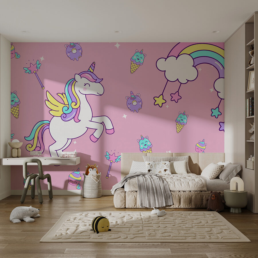 Wall murals Unicorn and ice cream and ice cream - Image 2