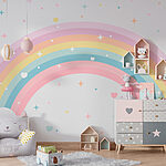 Wall murals Rainbow with clouds and stars