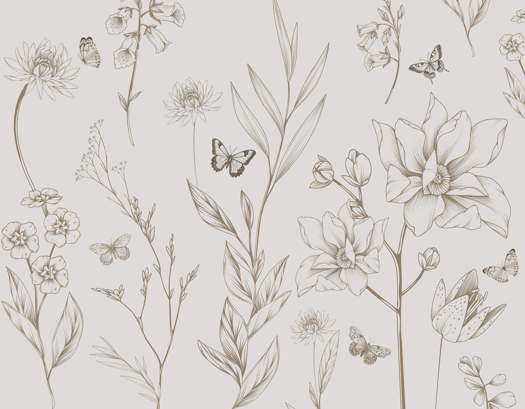 Wallpaper with flowers and butterflies Wallpaper with flowers and butterflies