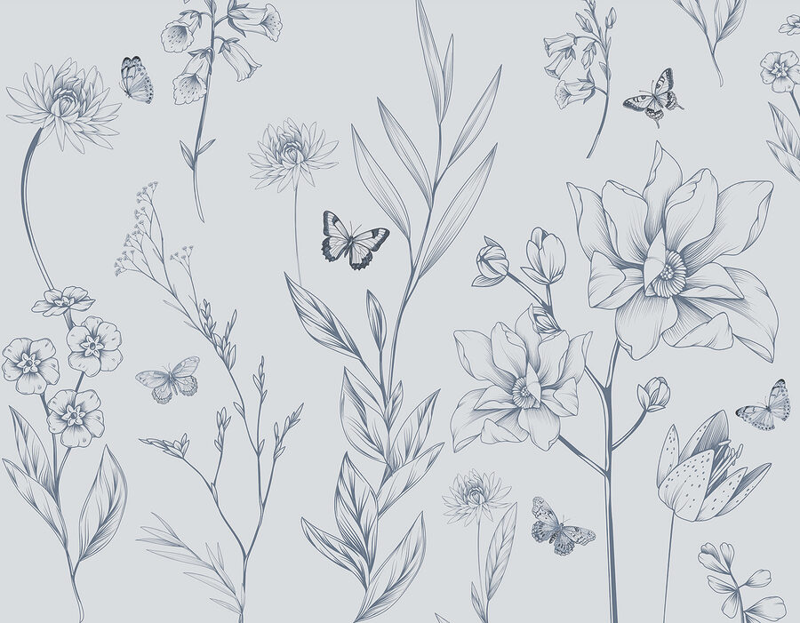 Wall murals Drawing of flowers and butterflies - Image 5