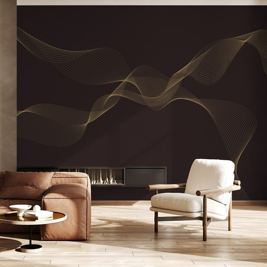 Elegant swirling lines on dark background.