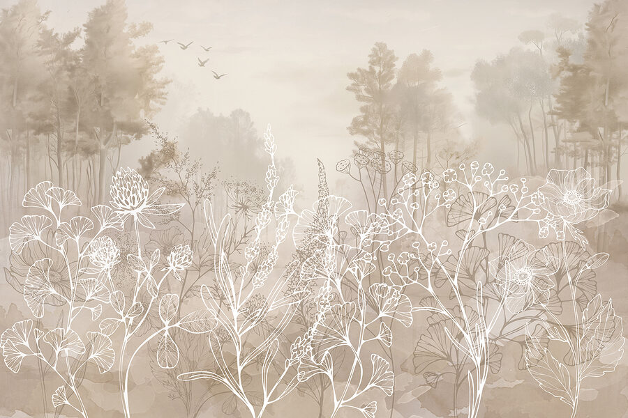 Wall murals Drawing of plants and trees - Image 5