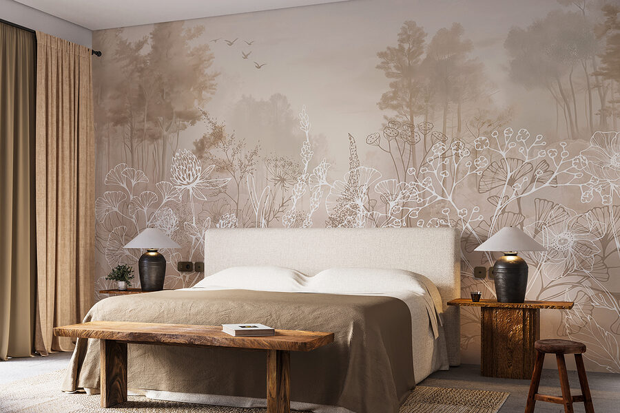Wall murals Drawing of plants and trees - Image 2