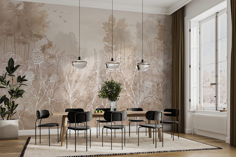Wall murals Drawing of plants and trees - Image 4