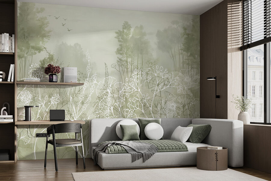 Drawing of plants and trees