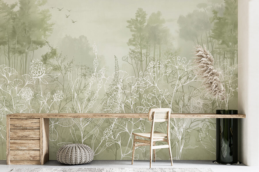 Drawing of plants and trees