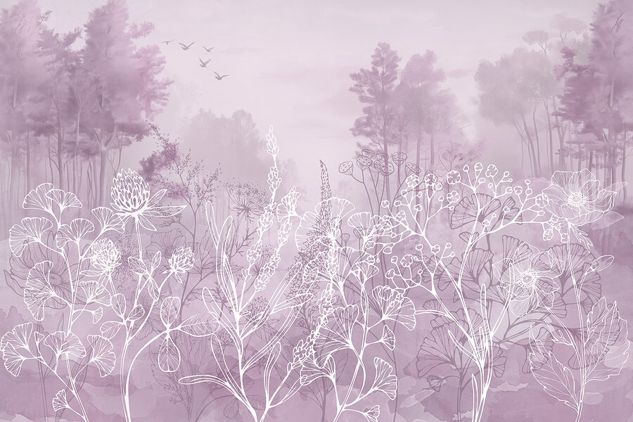 Wall murals Drawing of a forest - Image 5