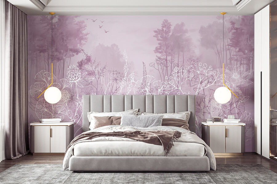 Wall murals Drawing of a forest - Image 2