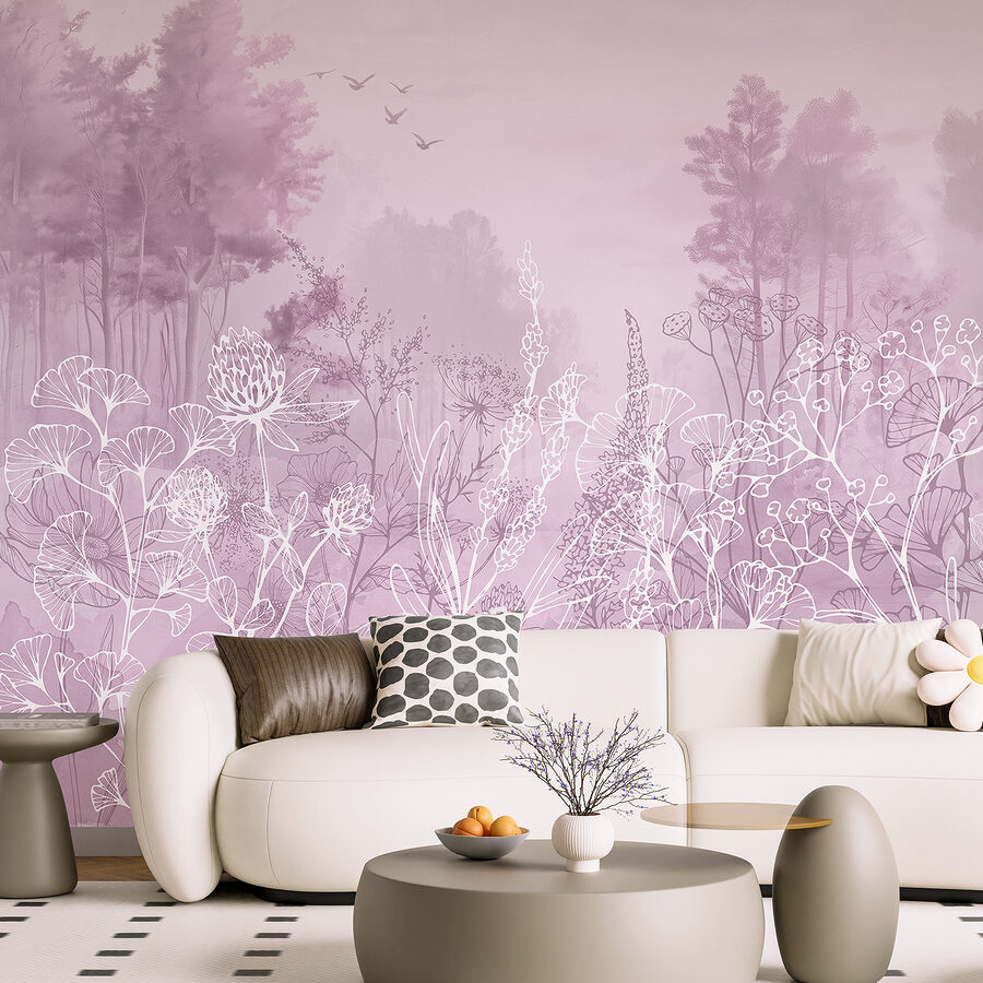 Wall murals Drawing of a forest - Image 3
