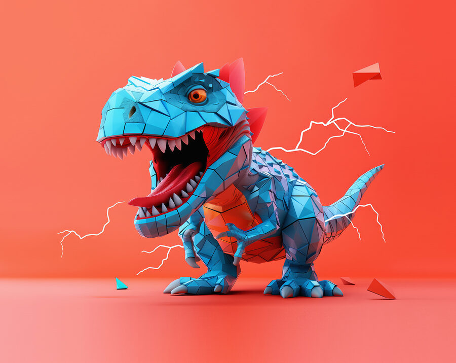 Wall murals Blue dinosaur with lightning coming out of it - Image 5