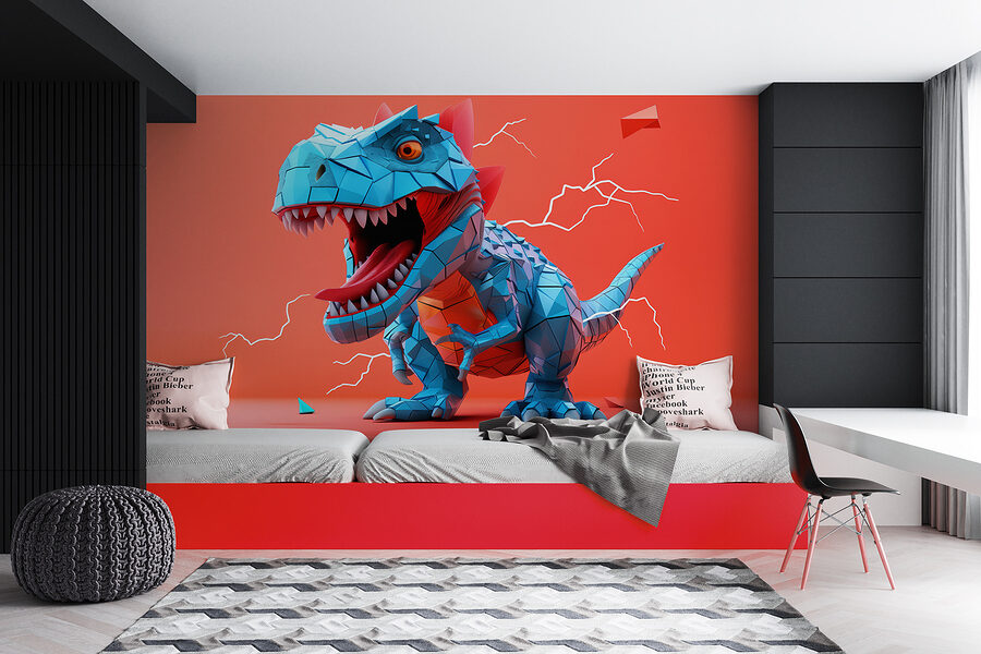 Wall murals Blue dinosaur with lightning coming out of it - Image 2