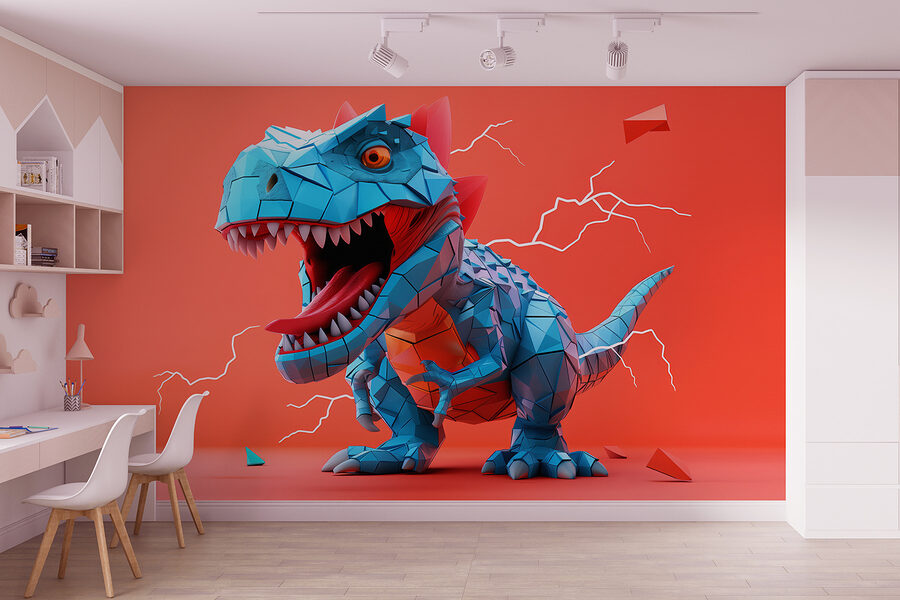 Wall murals Blue dinosaur with lightning coming out of it - Image 3