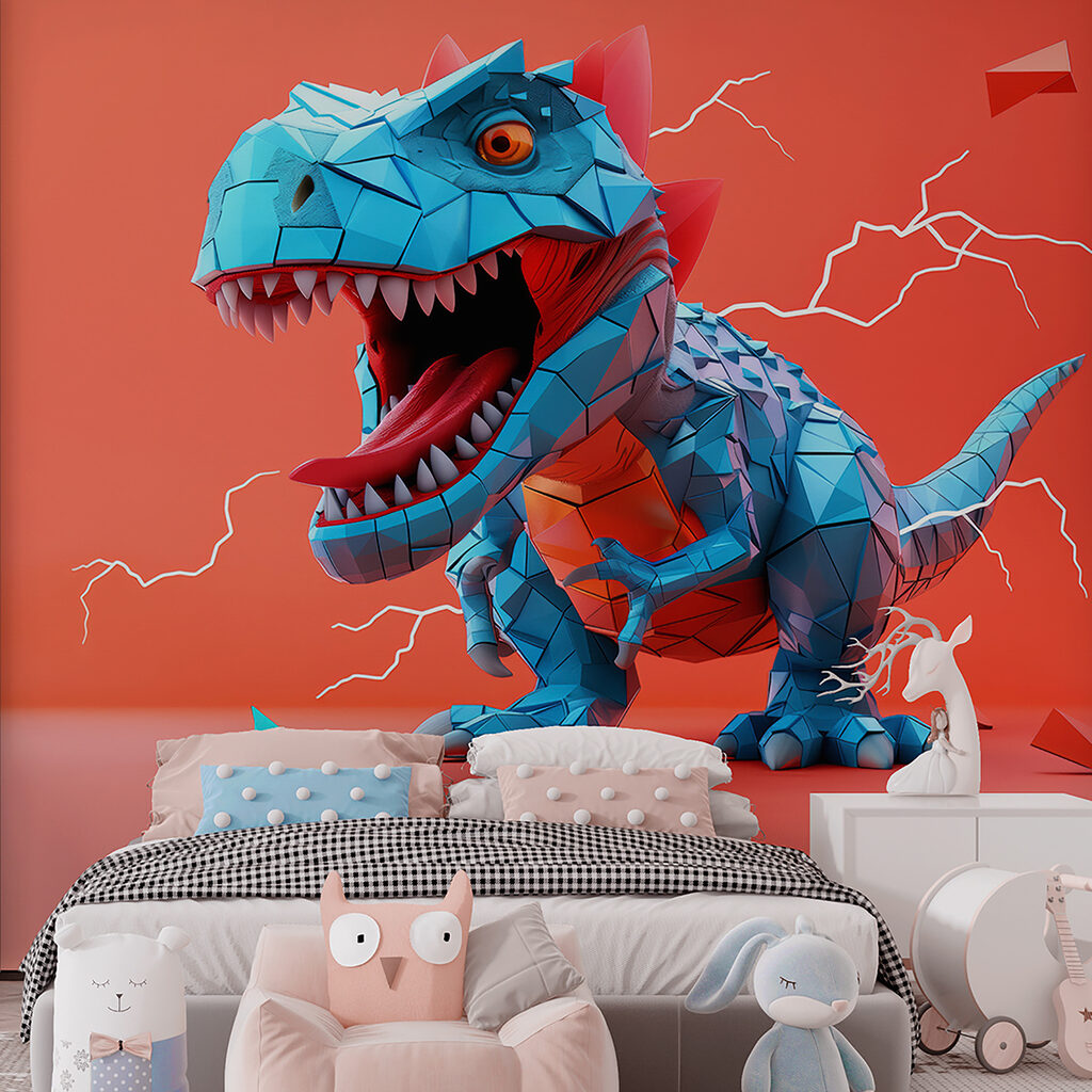 Blue dinosaur with lightning coming out of it