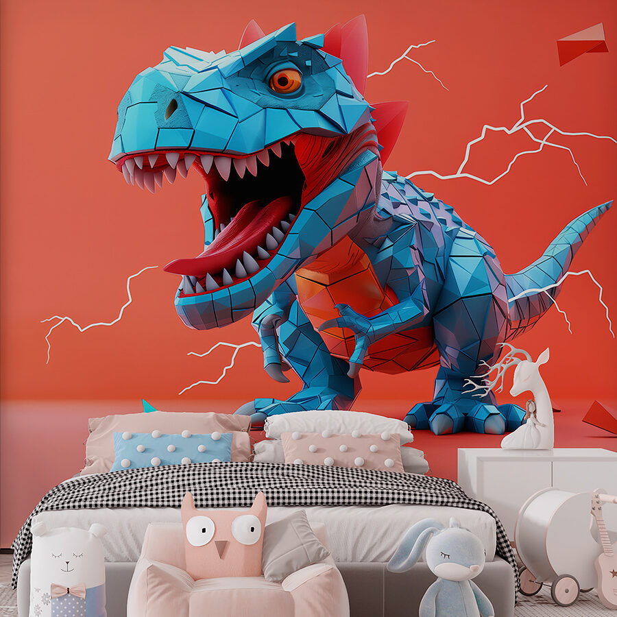 Wall murals Blue dinosaur with lightning coming out of it - Image 4