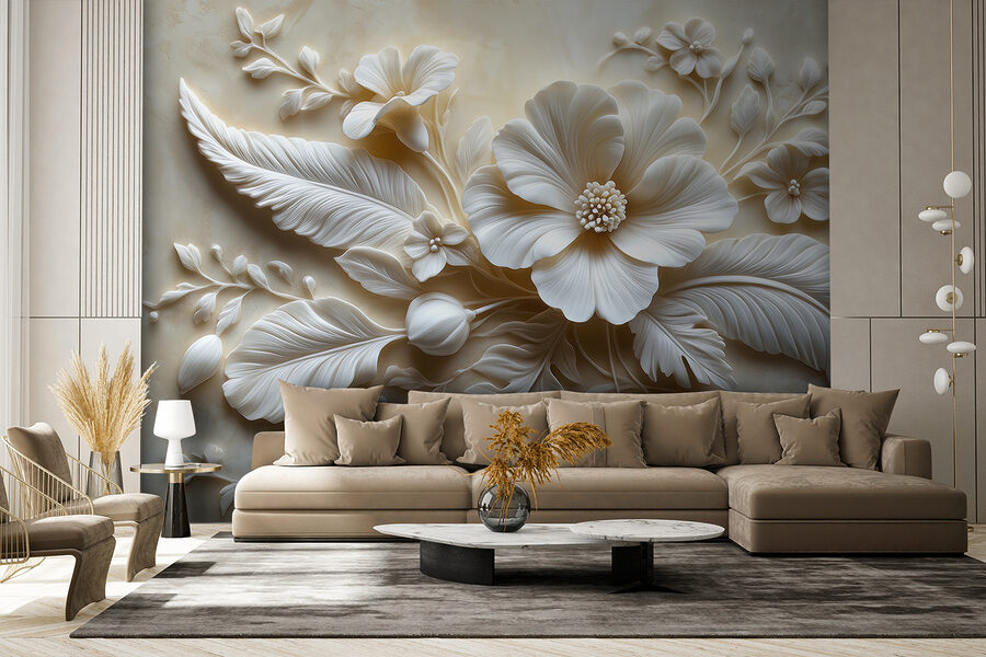 White flower and leaves