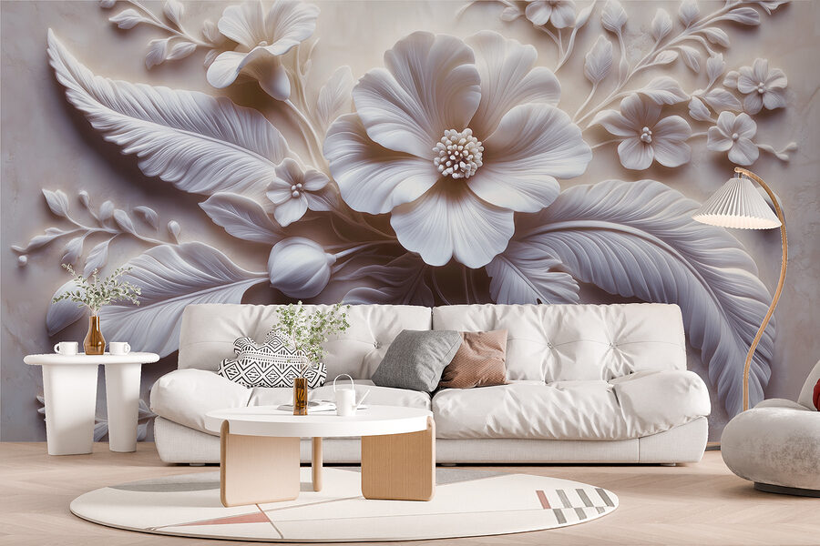 White flower and leaves